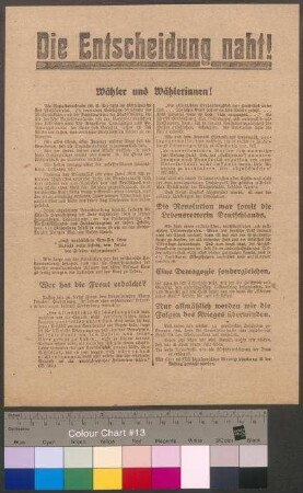 Flugblatt der Sozialdemokratischen Partei (SPD) zur Wahl des Reichstags am 6. Juni 1920