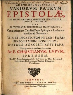 Epistola variorum Patrum ad Ephesinum Concilium
