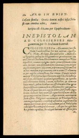 In Epistolam Ad Colossenses Argumentum ...