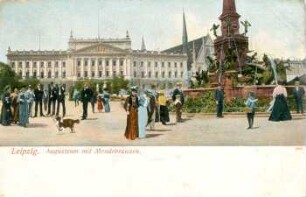 Leipzig: Augusteum mit Mendebrunnen