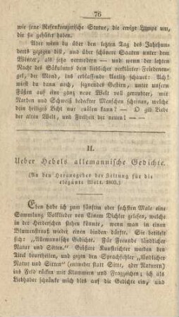 II. Über Hebels allemannische Gedichte