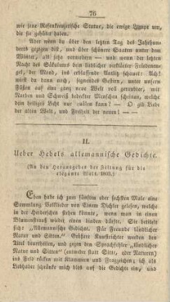 II. Über Hebels allemannische Gedichte