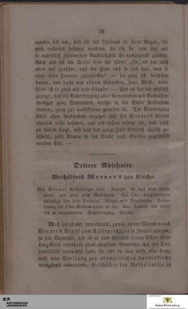 Dritter Abschnitt. Verhältnis Werner's zur Kirche.