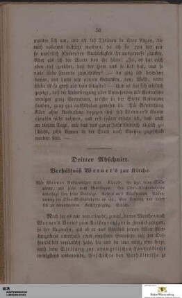 Dritter Abschnitt. Verhältnis Werner's zur Kirche.