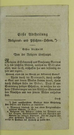 Erste Abtheilung. Religions- und Pflichten-Lehren