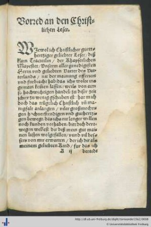 Vorred an den Christlichen Leser.