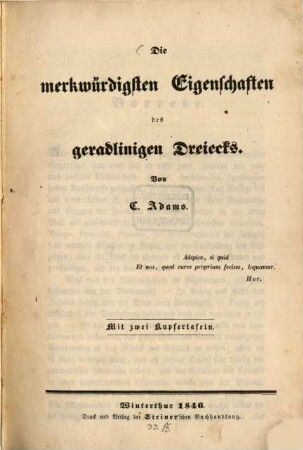 Die merkwürdigsten Eigenschaften des geradlinigen Dreiecks