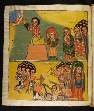 Illustration: f. 6v (oben): Mose empfängt von Gott die Zion-Lade