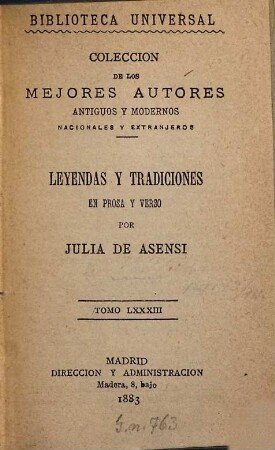 Leyendas y tradiciones en prosa y verso