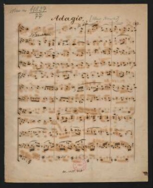 Quartette. Fragmente; vl (2), vla, vlc; f-Moll