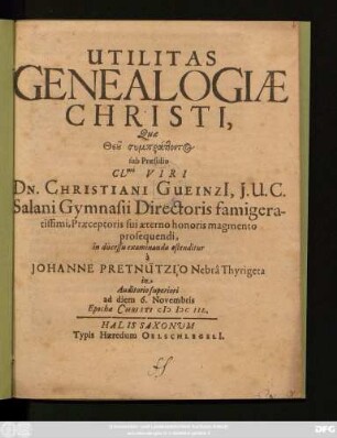 Utilitas Genealogiae Christi
