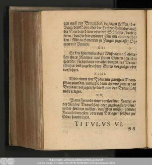 Titulus VI. De Donationibus Inter Virum Et Uxorem. Von Gaben zwischen Eheleuten.