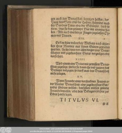 Titulus VI. De Donationibus Inter Virum Et Uxorem. Von Gaben zwischen Eheleuten.
