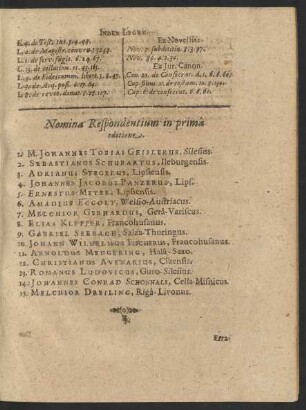 Nomina Respondentium in prima editione