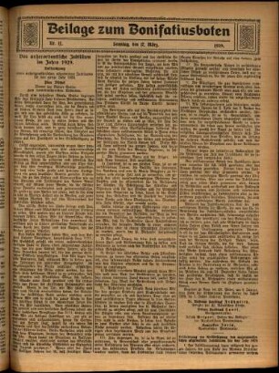 Zweite Ausgabe vom Sonntag, den 17. März 1929.