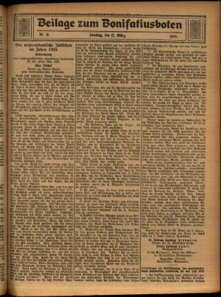 Zweite Ausgabe vom Sonntag, den 17. März 1929.