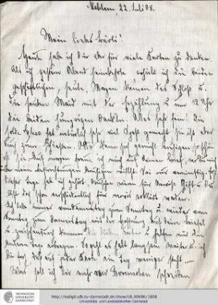 Brief vom 22.07.1908