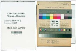 Entnazifizierung Wilhelm Reisbitzen , geb. 08.08.1901 (Sattler)