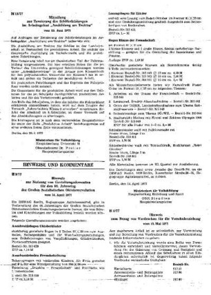 Mitteilung zur Zensierung der Schülerleistungen im Arbeitsgebiet "Ausbildung am Traktor" : 18/77 vom 23. Junil 1977 ; [Mitteilungen]