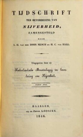 Tijdschrift ter bevordering van nijverheid. 10. 1846