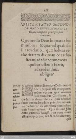Dissertatio Secunda De Modo Revelationis Catholicae, tanquam principio fides communi
