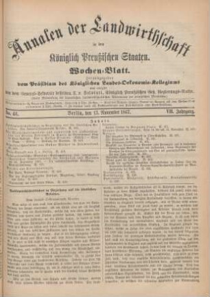 No. 46. Berlin, den 13. November 1867. VII. Jahrgang.