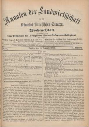 No. 46. Berlin, den 13. November 1867. VII. Jahrgang.
