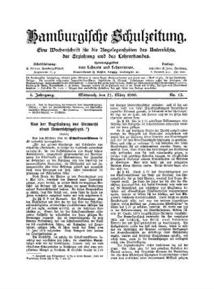 Aus der Begründung des Entwurfs eines Unterrichtsgesetzes : (Schluß)