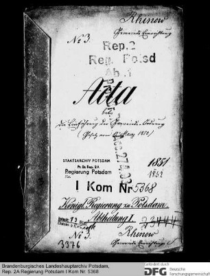 Einführung der Gemeindeordnung (Gesetz vom 11. März 1850) in Rhinow