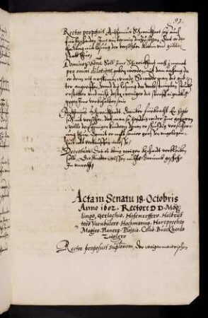 Wintersemester 1602/1603 Rektorat Johann Hochmann