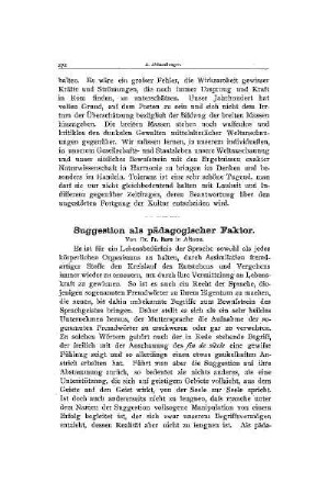 Suggestion als pädagogischer Faktor