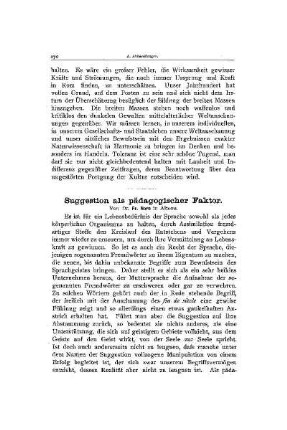 Suggestion als pädagogischer Faktor