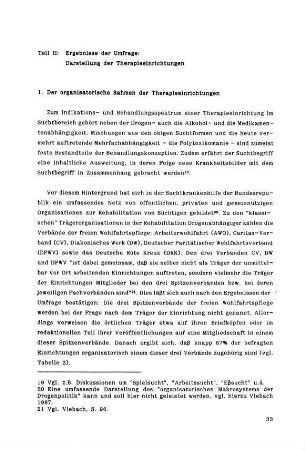 33-88, Teil II: Ergebnisse der Umfrage. Darstellung der Therapieeinrichtungen