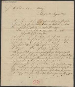 Brief an B. Schott's Söhne : 21.08.1830