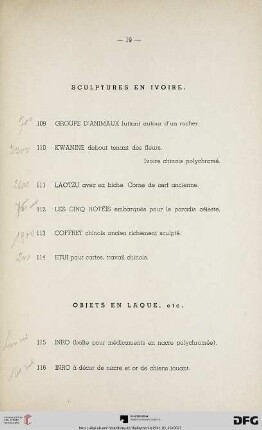 Sculptures en ivoire (Nr. 109-114)