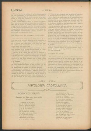 Antología castellana : Romances viejos [y] La fuga de la tórtola