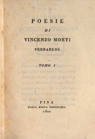 Poesie Di Vincenzo Monti Ferrarrese, 1