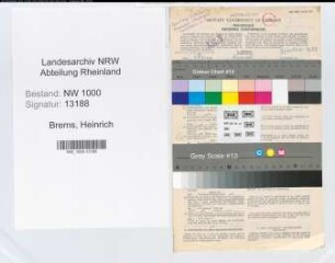 Entnazifizierung Heinrich Brems, geb. 03.01.1887 (Versich.Angest.)