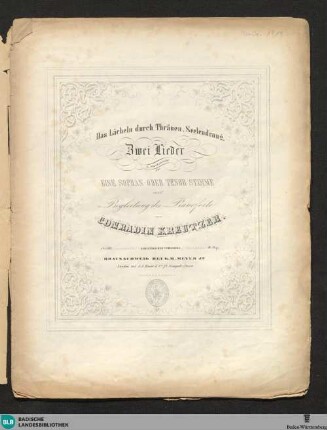 Das Lächeln durch Thränen. Seelendrang : zwei Lieder; in Musik gesetzt für eine Sopran- oder Tenor-Stimme mit Begleitung des Pianoforte