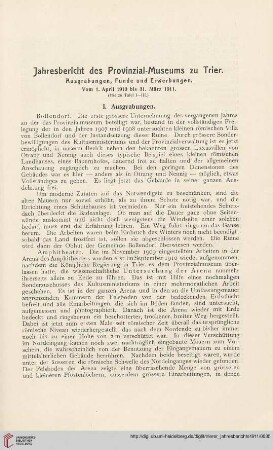 Jahresbericht des Provinzial-Museums zu Trier : Ausgrabungen, Funde und Erwerbungen : Vom 1. April 1910 bis 31. März 1911