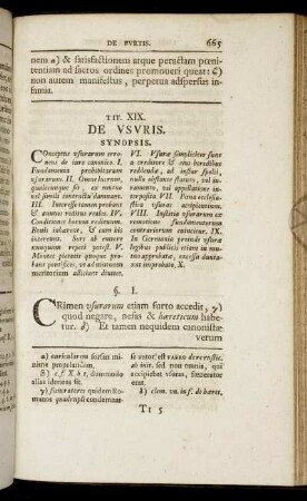 Tit. XIX. De Usuris. - Tit. XXXIX. De Sententia Excommunicationis.