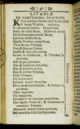Litaniæ de sanctissima trinitate. Hymnus de S. Spiritu.