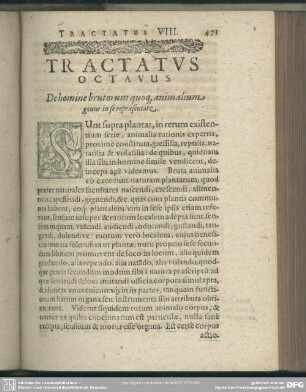 Tractatus Octavus. De homine brutorum quoq[ue] animalium genus in se repraesentate