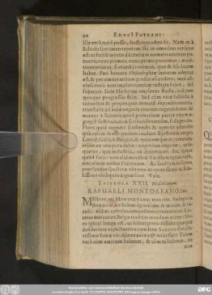 Epistola XXII. Mediolanum. Raphaeli Montorfano, Suo.