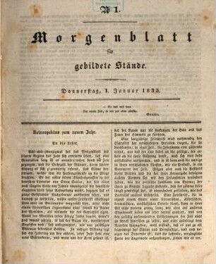 Morgenblatt für gebildete Stände. 29,1. 1835