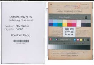 Entnazifizierung Georg Koestner , geb. 26.11.1896 (Bahninspektor)