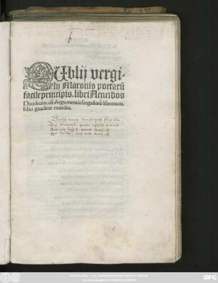 PUblij vergi=||lij Maronis poetarũ || facile principis. libri Aeneidos || Duodecim. cũ Argumentis singulorũ librorum.|| felici gaudent exordio.||