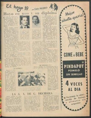 Hoyo en uno y su diploma : El hoyo 19