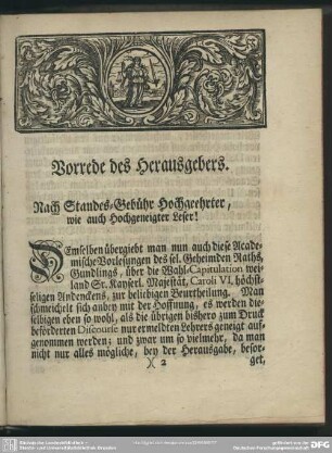 Vorrede des Herausgebers