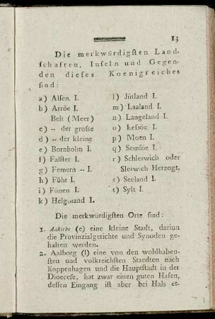Die merkwürdigsten Landschaften, Inseln und Gegenden dieses Koenigreiches sind:...